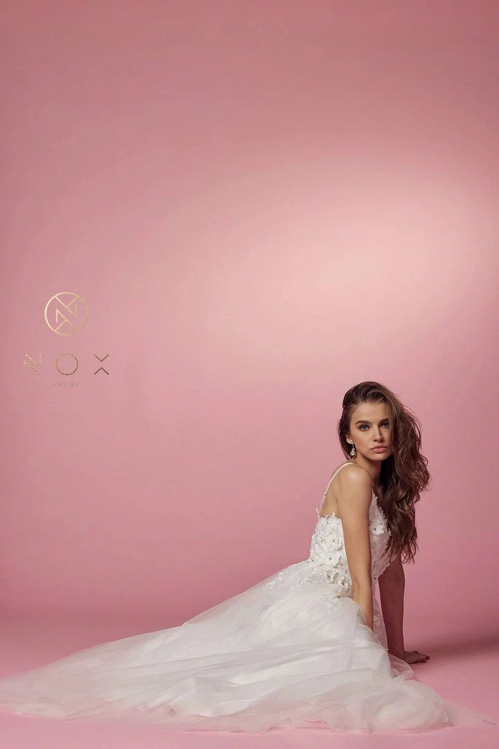 In Stock Nox Anabel R346 Size 4, 10 A Line 3D Floral Lace Wedding Dress V Neck Bridal Gown 9 In Stock Nox Anabel R346 Size 4, 10 A Line 3D Floral Lace Wedding Dress V Neck Bridal Gown