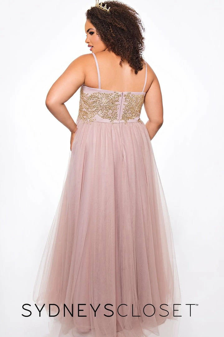 Sydney's Closet SC7309 Plus Sized Prom Dress Evening Gown A Line Tulle Skirt SC 7309 11 Sydney's Closet SC7309 Plus Sized Prom Dress Evening Gown A Line Tulle Skirt SC 7309