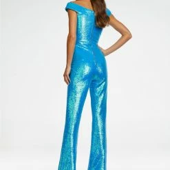Ashleylauren Jumpsuits & Rompers Ashley Lauren 11111 Off The Shoulder Sequin Jumpsuit