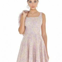 Ashleylauren Ashley Lauren 4282 Pink Tweed Cocktail Dress With Jacket Short A Line Interview Dress
