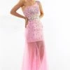 In Stock CLEARANCE Riva Prom Dress Bubblegum Size 6 One Shoulder Sheer Skirt Long