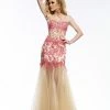 In Stock Corset Dresses Riva Designs 9723 Size 8 Long Sheer Corset Lace Formal Prom Dress Pageant Gown
