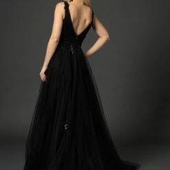 In Stock Ballgown Dresses Nina Canacci 6557 Size 2,10,14 Long Ballgown Prom Gown Floral Lace Black Bridal Wedding