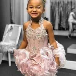 In Stock Ritzee Girls 282 Size 2 Cupcake Pageant Short Ruffle Glitter Shimmer Glitz Collar Dress