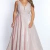 In Stock Sydney's Closet SC7311 Size 18 V Neckline A Line Prom Dress Pageant Gown Shimmer SC 7311