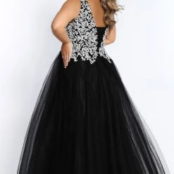 Sydney's Closet SC7291 V Neckline Lace Bodice Tulle Ball Gown Prom Dress Corset Formal SC 7291 Ballgown Dresses