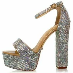 Marc Defang RYLIE 6" Platform Pageant Heels Prom Shoes AB Crystal