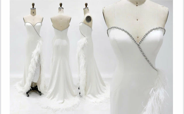 Jovani Bridal Jovani Couture S05819 Long Strapless Feather Slit Pageant Dress Wedding Gown Bridal Wedding Dresses 4 Jovani Bridal Jovani Couture S05819 Long Strapless Feather Slit Pageant Dress Wedding Gown Bridal Wedding Dresses