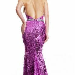 In Stock Johnathan Kayne 302 Size 6 Long Sequin Halter Pageant Dress Backless Gown Backless Dresses