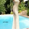 Bridal Jovani Couture S4261 Long Crystal Rhinestone Formal Dress Evening Gown Sheer Side
