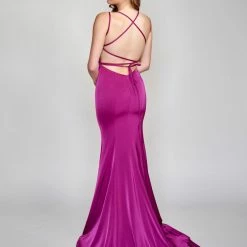 In Stock Nina Canacci 9142 Long Mermaid Prom Dress Scoop Neckline Pageant Gown Lace Up Tie Back Corset Dresses