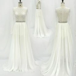 Discontinued Jovani Couture S51739 Sheer Bodice Long Sleeve Dress Lace Pageant Wedding