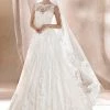 White One Bridal SARA Long Lace Ballgown Sheer High Neck Wedding Dress Sleeveless Ballgown Dresses