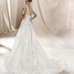 White One Bridal SARA Long Lace Ballgown Sheer High Neck Wedding Dress Sleeveless Ballgown Dresses