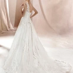 White One Bridal SARA Long Lace Ballgown Sheer High Neck Wedding Dress Sleeveless Ballgown Dresses