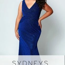 Sydneys Closet SC 7263 Plus Size Fitted Shimmer Mermaid Prom Dress