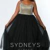 In Stock Sydney's Closet 7265 Holographic Gold Size 14 Prom Dress Plus Sized Scoop Neckline