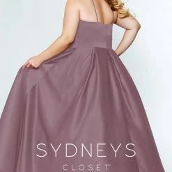 Discontinued Sydneys Closet SC 7270 V Neckline Long Satin Plus Size Prom Dress Evening Gown Formal Ballgown Dresses