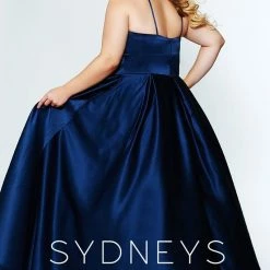 Discontinued Sydneys Closet SC 7270 V Neckline Long Satin Plus Size Prom Dress Evening Gown Formal Ballgown Dresses