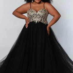 Sydney's Closet SC7309 Plus Sized Prom Dress Evening Gown A Line Tulle Skirt SC 7309