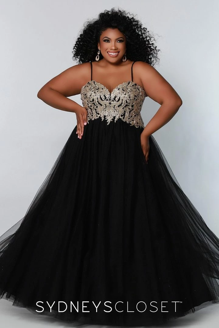 Sydney's Closet SC7309 Plus Sized Prom Dress Evening Gown A Line Tulle Skirt SC 7309 3 Sydney's Closet SC7309 Plus Sized Prom Dress Evening Gown A Line Tulle Skirt SC 7309