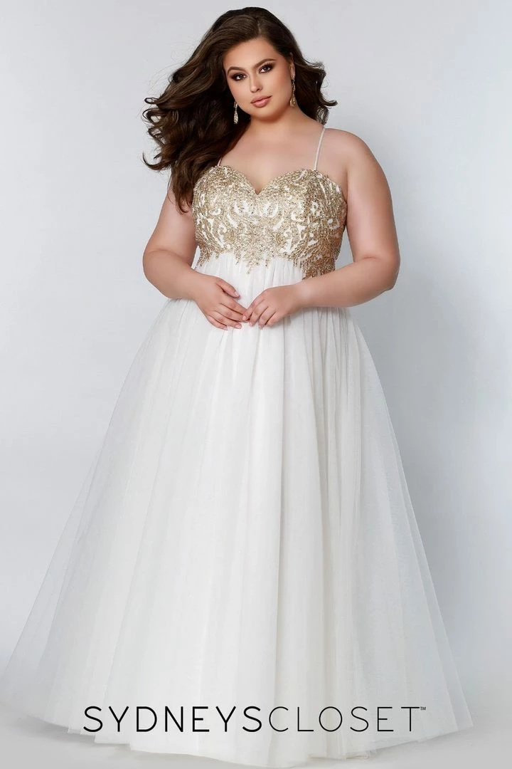 Sydney's Closet SC7309 Plus Sized Prom Dress Evening Gown A Line Tulle Skirt SC 7309 16 Sydney's Closet SC7309 Plus Sized Prom Dress Evening Gown A Line Tulle Skirt SC 7309