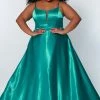 Sydneys Closet SC7338 Long A Line Plus Size Formal Prom Dress V Neck Gown Ballgown Dresses