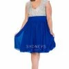 In Stock Sydneys Closet 8081 Size 14 Crystal V Neck Short Dress Tea Length Royal CLEARANCE