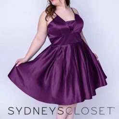 Sydney's Closet And Tease Prom Sydneys Closet SC 8092 Short Satin Homecoming Dress Plus Sized Cocktail Dress 32 Sydney's Closet And Tease Prom Sydneys Closet SC 8092 Short Satin Homecoming Dress Plus Sized Cocktail Dress