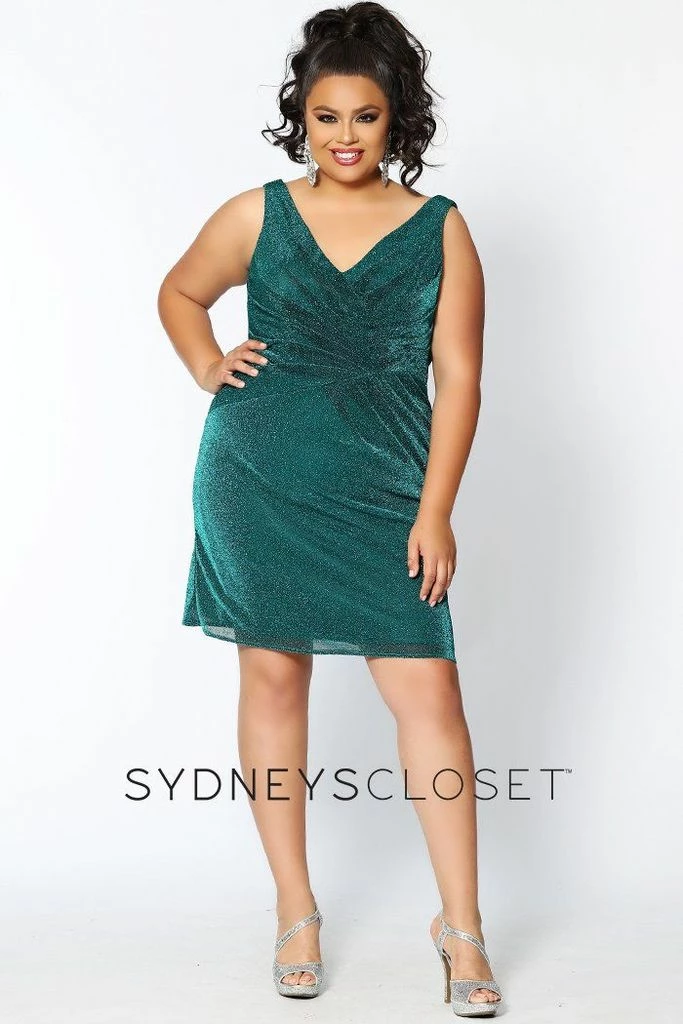 In Stock Sydney's Closet 8093 Size 20 Short Fitted Shimmer Prom Dress Homecoming Party Emerald 3 In Stock Sydney's Closet 8093 Size 20 Short Fitted Shimmer Prom Dress Homecoming Party Emerald