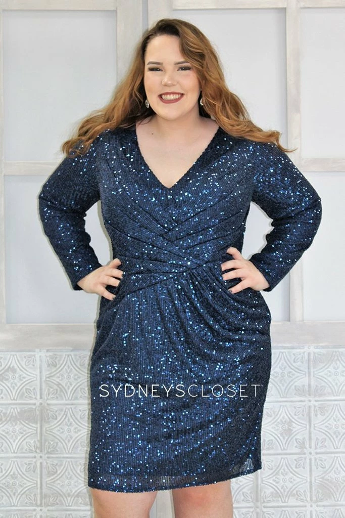 Sydneys Closet 8102 Short Fitted Sequin Cocktail Dress Homecoming Dress Plus Sized Sequin Dresses 6 Sydneys Closet 8102 Short Fitted Sequin Cocktail Dress Homecoming Dress Plus Sized Sequin Dresses