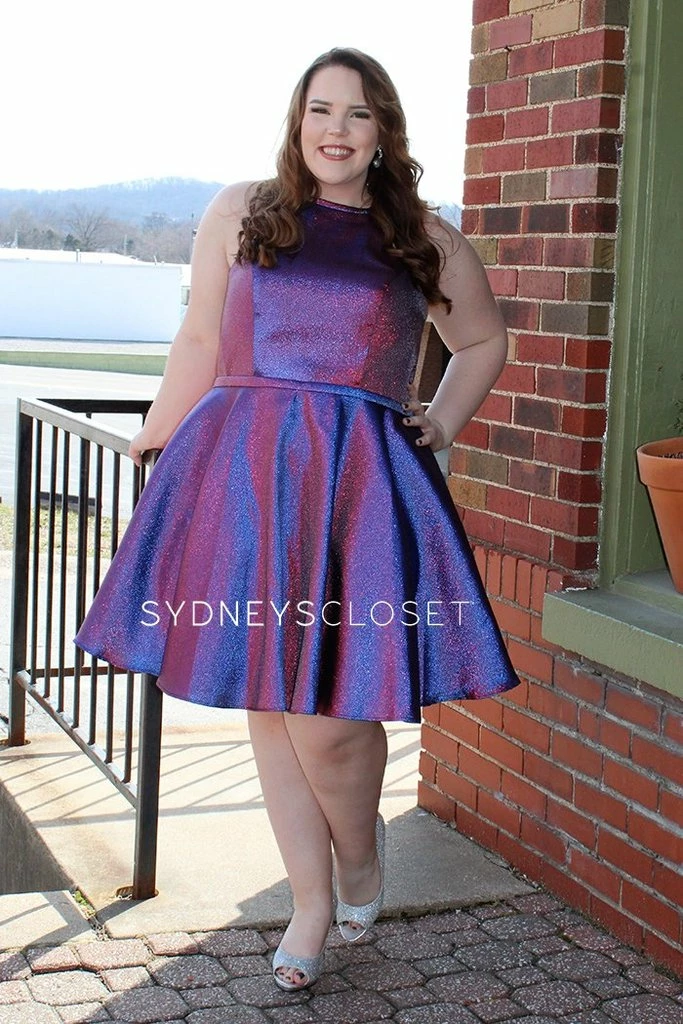 In Stock Sydney's Closet 8103 Short Flare Metallic Prom Dress High Neck Pockets Size 22 Corset Dresses 7 In Stock Sydney's Closet 8103 Short Flare Metallic Prom Dress High Neck Pockets Size 22 Corset Dresses