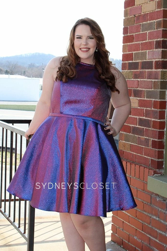 In Stock Sydney's Closet 8103 Short Flare Metallic Prom Dress High Neck Pockets Size 22 Corset Dresses 8 In Stock Sydney's Closet 8103 Short Flare Metallic Prom Dress High Neck Pockets Size 22 Corset Dresses