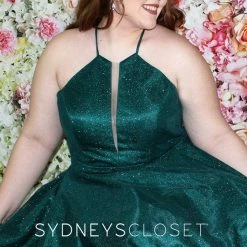 Sydneys Closet 8106 Short Homecoming Cocktail Dress Shimmer Crew Neckline