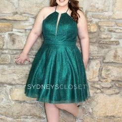 Sydneys Closet 8106 Short Homecoming Cocktail Dress Shimmer Crew Neckline