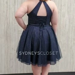 Sydneys Closet 8106 Short Homecoming Cocktail Dress Shimmer Crew Neckline