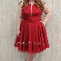 Sydneys Closet 8106 Short Homecoming Cocktail Dress Shimmer Crew Neckline