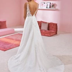 White One Bridal SELENA Pronovias Wedding Dress Sheer Lace Illusion Gown