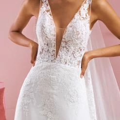 White One Bridal SELENA Pronovias Wedding Dress Sheer Lace Illusion Gown