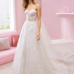 White One Bridal White One SUMMER Bridal Pronovias Wedding Dress Sheer Lace Bodice A Line Open Back Ballgown Dresses