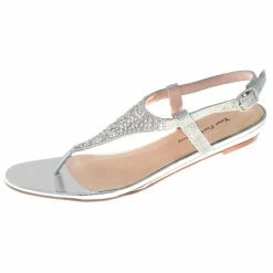 Formal Shoes Your Party Shoes Summer Crystal Embellished Metallic Flat Thong Sandals Prom