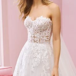 White One Bridal White One SUMMER Bridal Pronovias Wedding Dress Sheer Lace Bodice A Line Open Back Ballgown Dresses