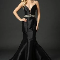 In Stock Nina Canacci 2318 Long Mermaid Prom Dress Pageant Gown Mikado Satin