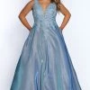 In Stock Sydney's Closet SC7311 Size 22 V Neckline A Line Prom Dress Pageant Gown Shimmer SC 7311