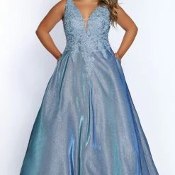 In Stock Sydney's Closet SC7311 Size 18 V Neckline A Line Prom Dress Pageant Gown Shimmer SC 7311 11 In Stock Sydney's Closet SC7311 Size 18 V Neckline A Line Prom Dress Pageant Gown Shimmer SC 7311