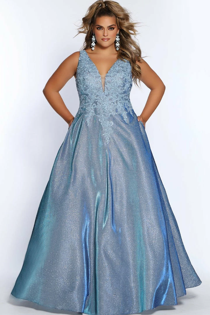 In Stock Sydney's Closet SC7311 Size 18 V Neckline A Line Prom Dress Pageant Gown Shimmer SC 7311 5 In Stock Sydney's Closet SC7311 Size 18 V Neckline A Line Prom Dress Pageant Gown Shimmer SC 7311