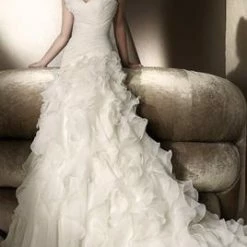 In Stock San Patrick Capricho Size 12 Long Fit & Flare One Shoulder Wedding Dress Bridal