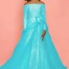 Sugar Kayne Dress C126 Off Shoulder Long Lace Sleeve Mermaid Pageant Dress Overskirt