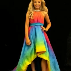 Sugar Kayne C137 Cocktail Pageant Dress Ombre Bubble High Low Skirt Fun Fashion