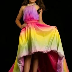 Sugar Kayne C137 Cocktail Pageant Dress Ombre Bubble High Low Skirt Fun Fashion